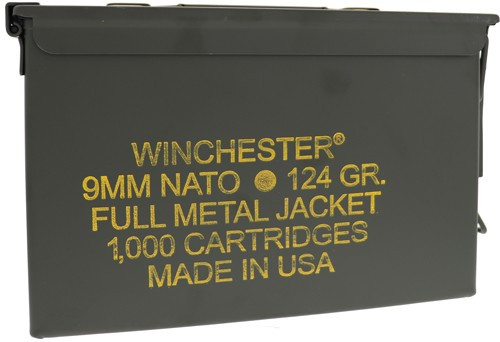 WINCHESTER NATO 9MM LUGER - 1000RD AMMO CAN 124GR FMJ-RN