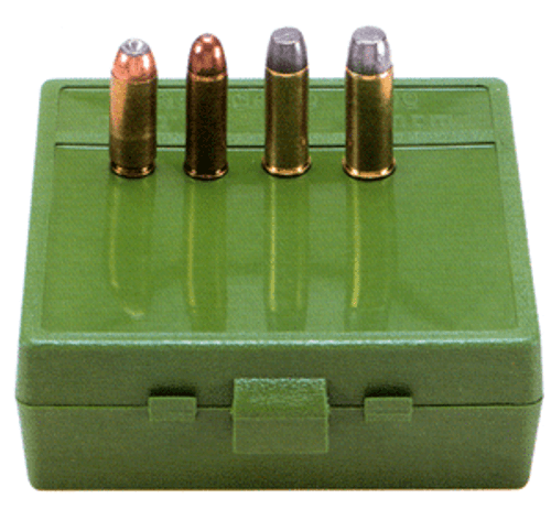 MTM AMMO BOX .50AE/.50SW MAG - 64-ROUNDS FLIP TOP STYLE GREEN