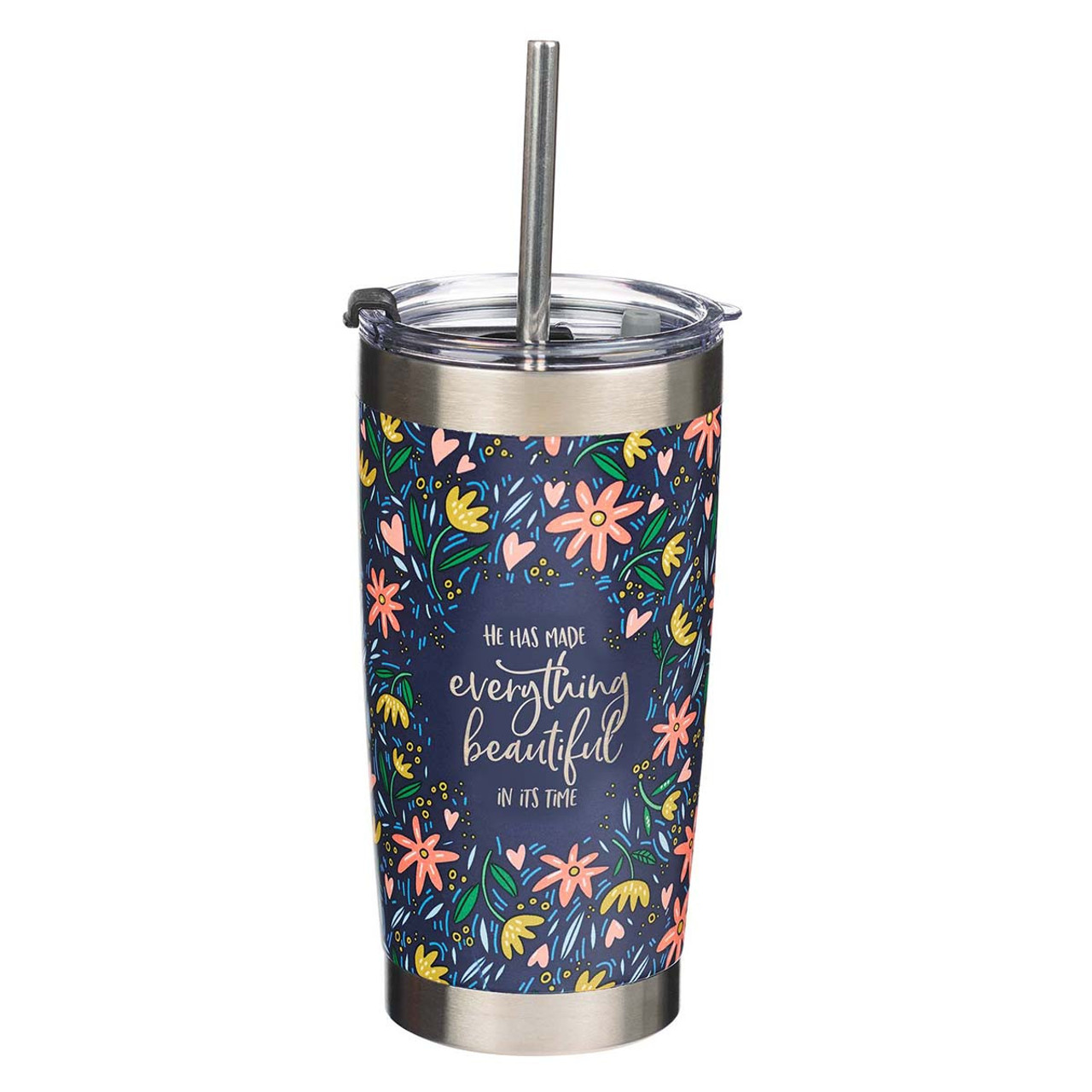 Stainless Steel Travel Mugs With Sip-Thru Lid And Plastic Inner