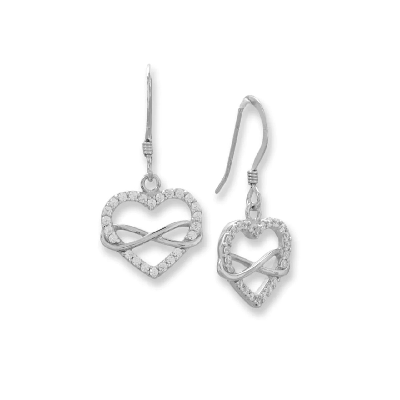 Rhodium Plated CZ Front Back Earrings