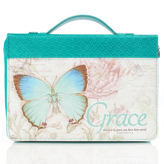 Grace Butterfly in Teal Bible Cover