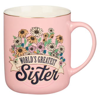 World's Greatest Sister Pink Daises Ceramic Coffee Mug