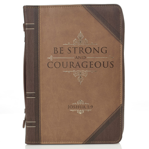 Be Strong and Courageous Portfolio Design Faux Leather Classic Bible Cover - Joshua 1:9