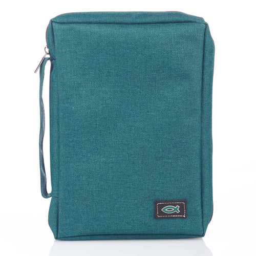 Teal Poly-Canvas Value Bible Cover with Fish Badge