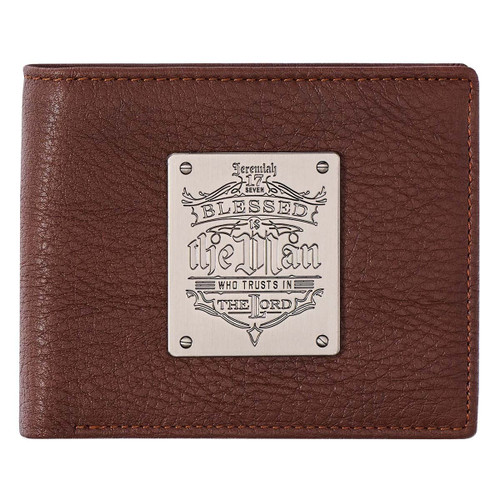 Blessed Is The Man Brown Genuine Leather Wallet - Jeremiah 17:7