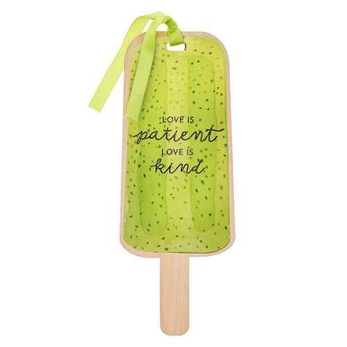 Love is Patient Lime Green Popsicle Wood Bookmark - 1 Corinthians 13:4