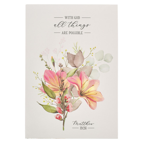 All Things are Possible Blue Floral Notepad - ​​​​​​​ Matthew 19:26