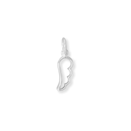 Angelic adornment! Sterling silver cut out angel wing charm is 5.9mm x 12.4mm.

.925 Sterling Silver