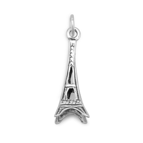 The iconic Eiffel Tower, a Parisian landmark and technological masterpiece in building-construction history. Oxidized sterling silver 3D charm measures 23mm x 6.5mm.

.925 Sterling Silver