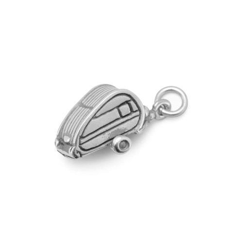 Travel time! Oxidized sterling silver 3D camping travel trailer charm measures 9mm x 22mm.

.925 Sterling Silver