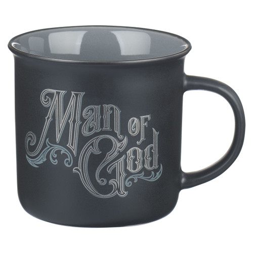 Charcoal Gray Man of God Ceramic Coffee Mug - 1 Timothy 6:11