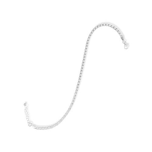 9" + 1" extension sterling silver 3mm flat marina anklet.

Made in Italy

.925 Sterling Silver