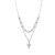 Rhodium plated sterling silver three row cable and bead satellite chain necklace with cross pendant. Double sided cross is 14.1mm x 16.1mm on 1.1mm cable chain with 2.6mm bead stations. Neckline measures 16", longest chain measures 18". Lobster clasp closure.

Made in Italy

.925 Sterling Silver