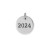 "2024" oxidized round charm. Charm measures approximately 12mm.

.925 Sterling Silver