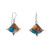 Sterling silver french wire earrings feature a triangle shaped compressed spiny oyster and turquoise stone. Stone measures approximately 18mm x 14mm. Earring has a hanging length of 30mm. ﻿Stones will vary.

.925 Sterling Silver