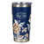 I Can Do All Things Through Christ Honey-brown and Navy Floral Stainless Steel Travel Tumbler - Philippians 4:13