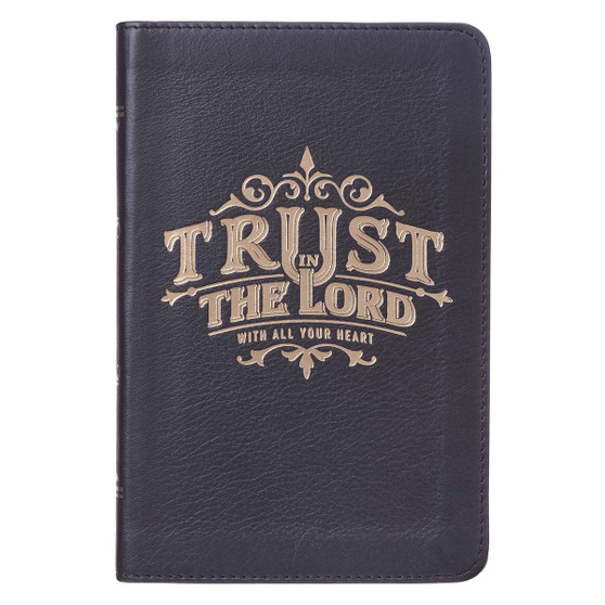 Trust in the LORD Black Handy-sized Full Grain Leather Journal - Proverbs 3:5