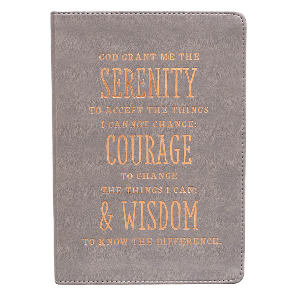 Serenity, Courage And Wisdom LuxLeather Journal in Gray