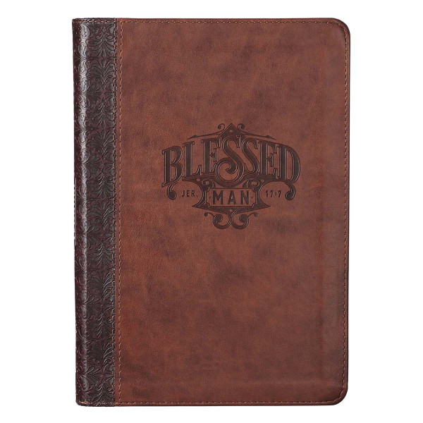 Blessed Man Brown Quarter-bound Faux Leather Classic Journal with Zipped Closure - Jeremiah 17:7