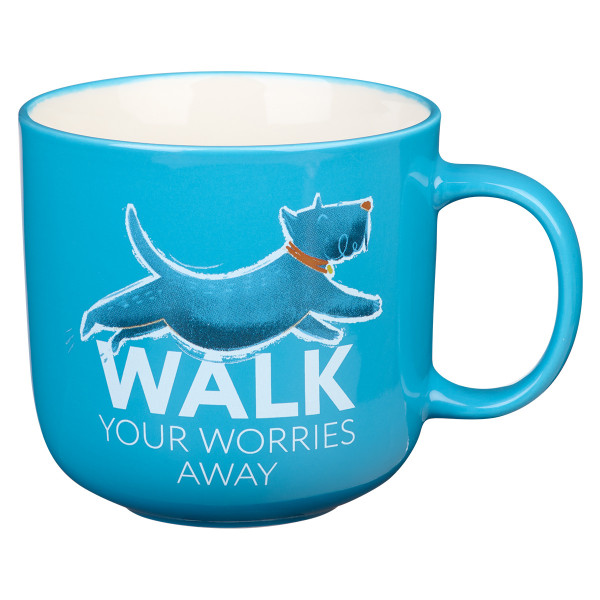 Walk Your Worries Away Blue Ceramic Coffee Mug