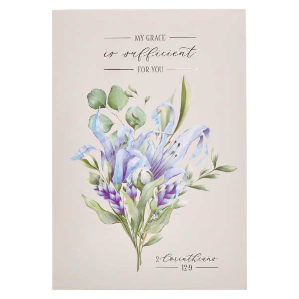 My Grace is Sufficient Lilac Floral Notepad ​​​​​​- 2 Corinthians 12:9