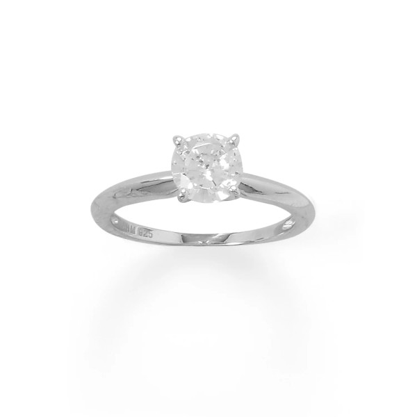 Rhodium plated sterling silver ring with 7mm CZ. Band measures approximately 2mm. Available in whole sizes 5-10.

.925 Sterling Silver