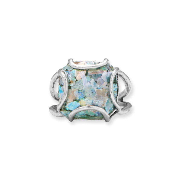 Capture sophistication in this ring. Sterling silver ring features a wire set 14.5mm ancient Roman Glass. Band tapers from 11.6mm to 2.7mm. Available in whole sizes 6-9.

Comes with Certificate of Authenticity.

.925 Sterling Silver