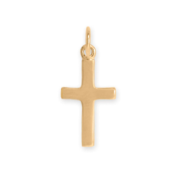 Add this popular religious motif to your favorite jewelry! 14kt gold tiny cross charm is 12.5mm x 8mm with a hanging length of 17.5mm. Inside diameter of the closed jump ring is 2.2mm x 2.9mm.

14kt Gold