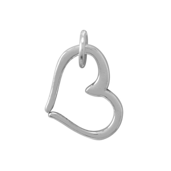 Lightly oxidized sterling silver floating cutout heart charm. Measures 13.3mm x 17.6mm.

.925 Sterling Silver