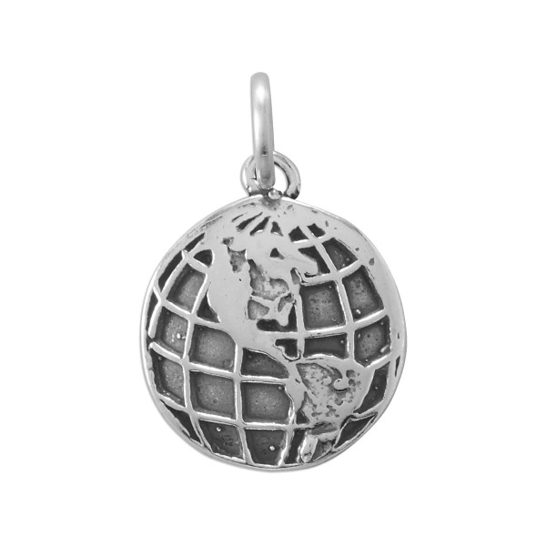 Oxidized flat sterling silver globe design charm. Measures 14.7mm x 17.8mm. 

.925 Sterling Silver