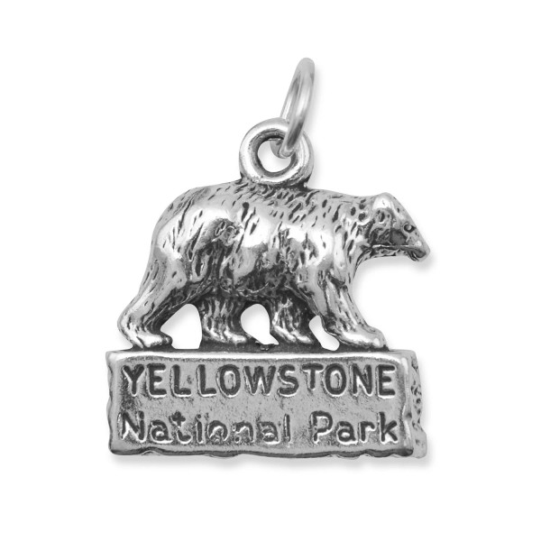 Oxidized sterling silver "Yellowstone National Park" with bear charm. The charm is approximately 16.5mm x 22mm.

.925 Sterling Silver