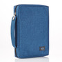 Blue Poly-canvas Bible Cover with Fish Badge