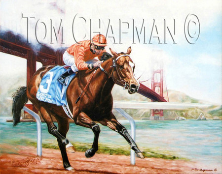Lost in the Fog, horseracing giclee canvas print Lost in the Fog, horseracing giclee canvas print