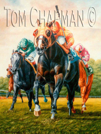 Charge to the Wire - horseracing giclee print Charge to the Wire - horseracing giclee print
