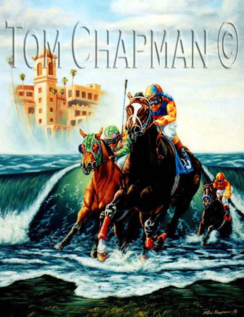 Del Mar, Where the Turf Meets the Surf - horseracing giclee print Del Mar, Where the Turf Meets the Surf - horseracing giclee print