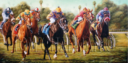 Hold All Tickets - horseracing giclee canvas print Hold All Tickets - horseracing giclee canvas print