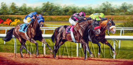Lava Man Staking His Claim - horseracing giclee canvas print Lava Man Staking His Claim - horseracing giclee canvas print