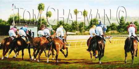 Setting Up for the Turn - horseracing giclee canvas print Setting Up for the Turn - horseracing giclee canvas print