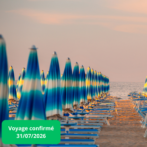 Vendredi 31/07/2026 Séjour en Adriatique : Torre Pedrera, Cesenatico, Rimini, Ravenne, San Marino, San Leo au sein de l'hôtel Ben Hur, 3 étoiles