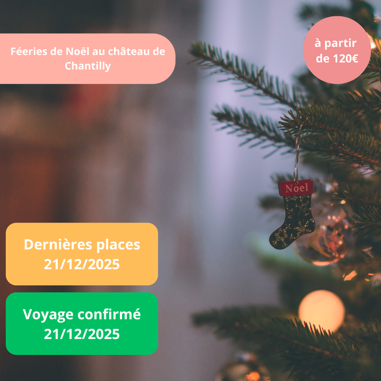 Dimanche 21/12/2025 Féeries de Noël au chateau de Chantilly✔️CONFIRMÉ