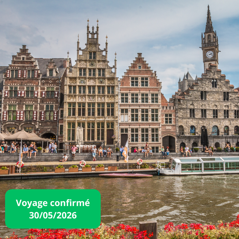 Samedi 30/05/2026 Entre canaux et clochers : escapade à Bruges et Gand au sein du Green Park hotel Brugge 4 étoiles✔️CONFIRMÉ