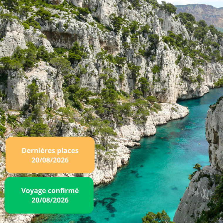 Vendredi 21/08/2026 Entre calanques et cigales : Cassis, Marseille, les Calanques, La Ciotat, Martigues, Aix-en-Provence✔️CONFIRMÉ