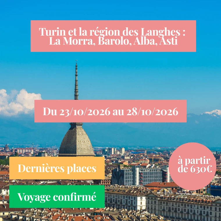 Vendredi 23/10/2026 Turin et la région des Langhes : La Morra, Barolo, Alba, Asti au sein de l'hôtel Plaza 3 étoiles✔️CONFIRMÉ
