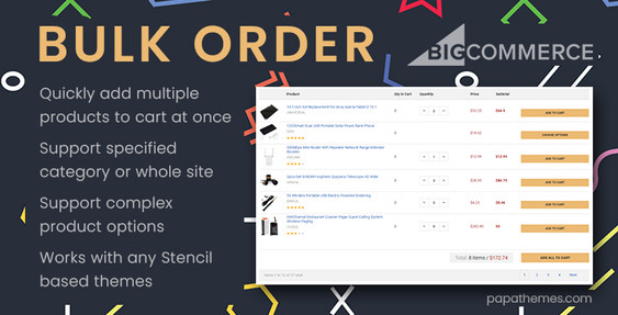 Bulk Order feature for BigCommerce (Add multiple products at once)