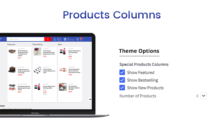 Product columns Product columns