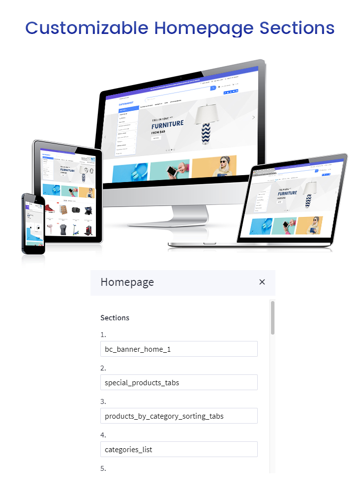 Customizable homepage sections Customizable homepage sections