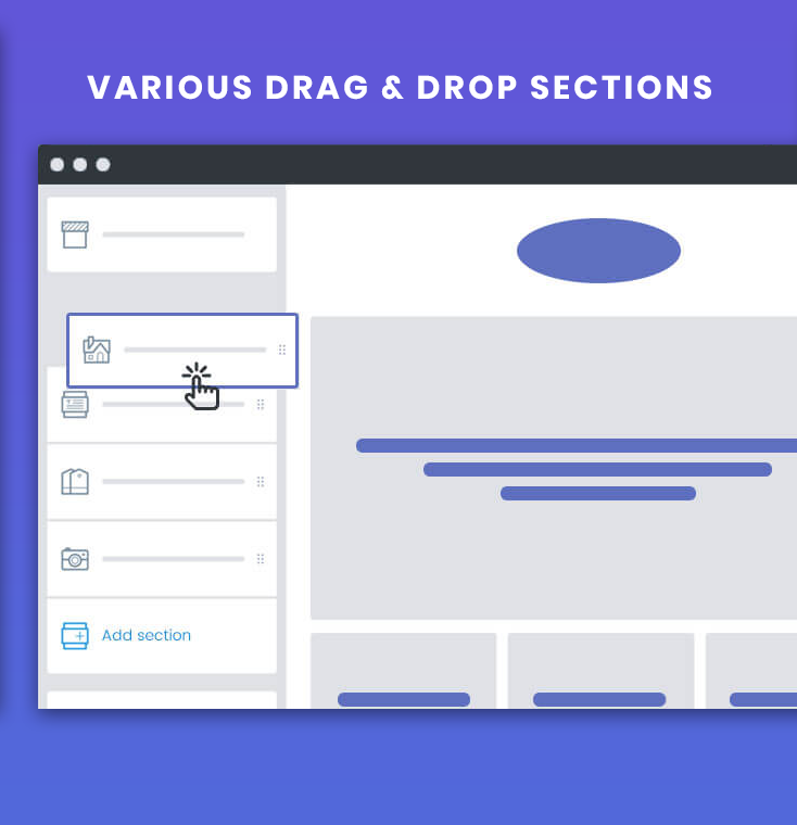 Drag & Drop page builder with Sections
