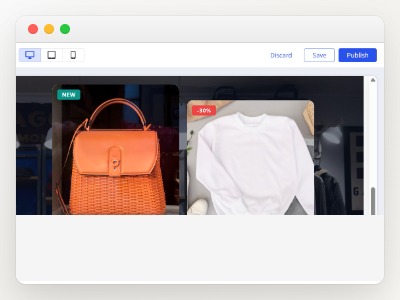 Previewing the finished page on desktop and mobile before publishing
