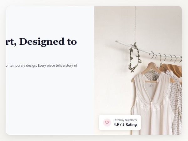 Split hero section with image and text side by side