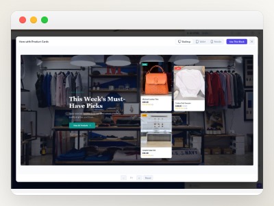 Choosing a pre-made section template or chatting with AI to create custom code